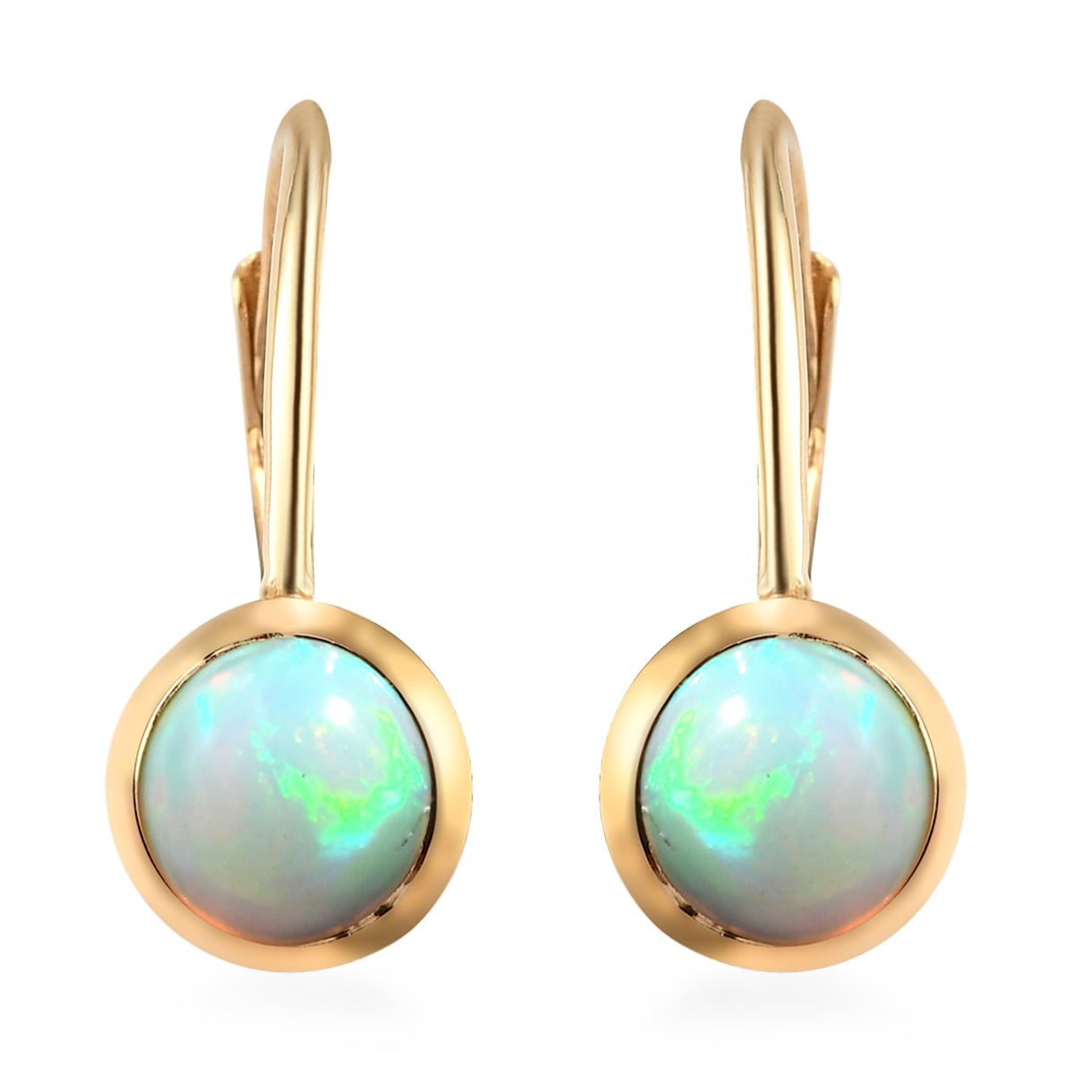 Natürliche, äthiopische Opal-Ohrringe, 925 Silber vergoldet ca. 1,09 ct