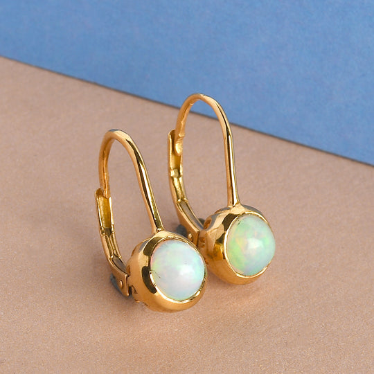 Natürliche, äthiopische Opal-Ohrringe, 925 Silber vergoldet ca. 1,09 ct