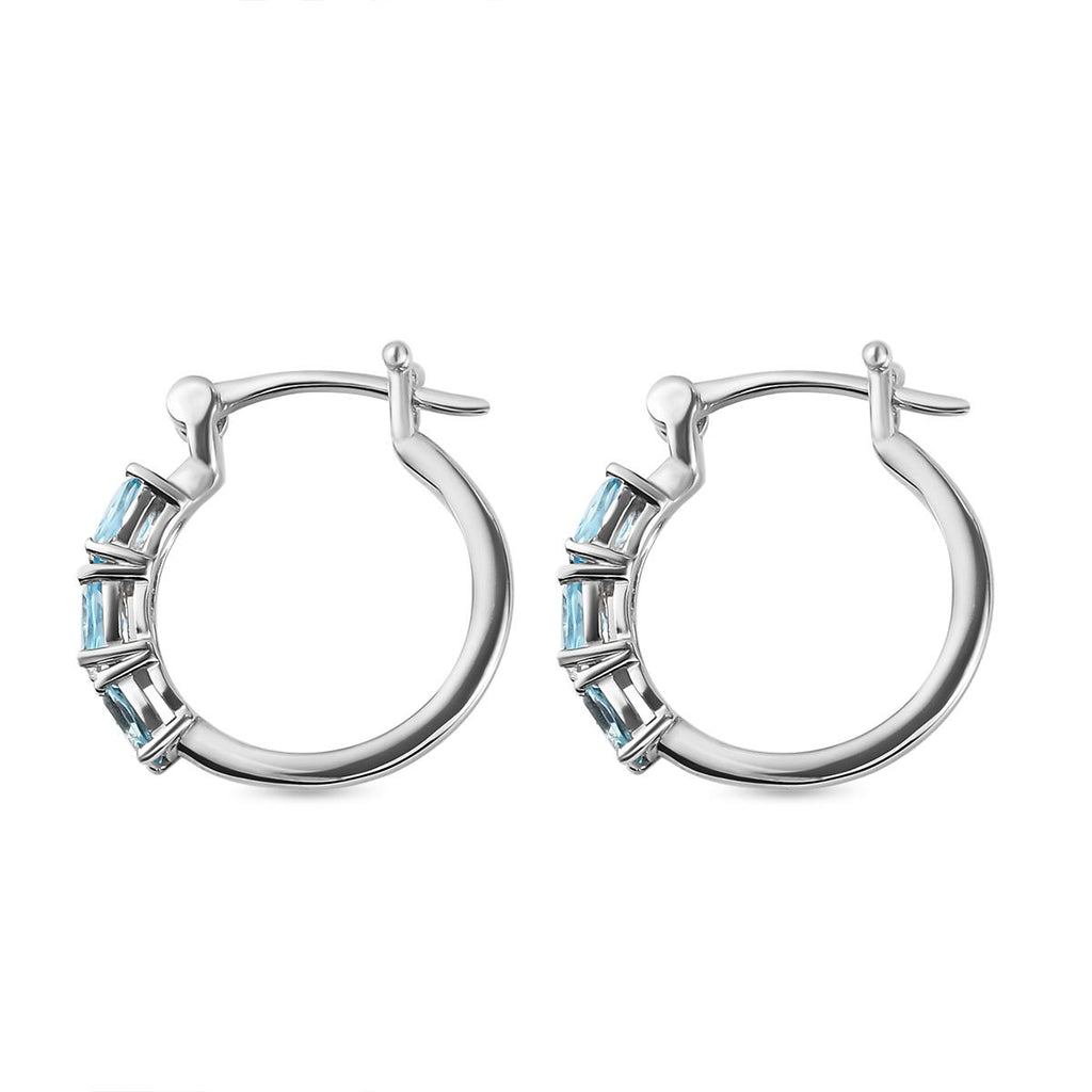 Schweizer Blautopas-Creolen, 925 Silber platiniert ca. 1,61 ct