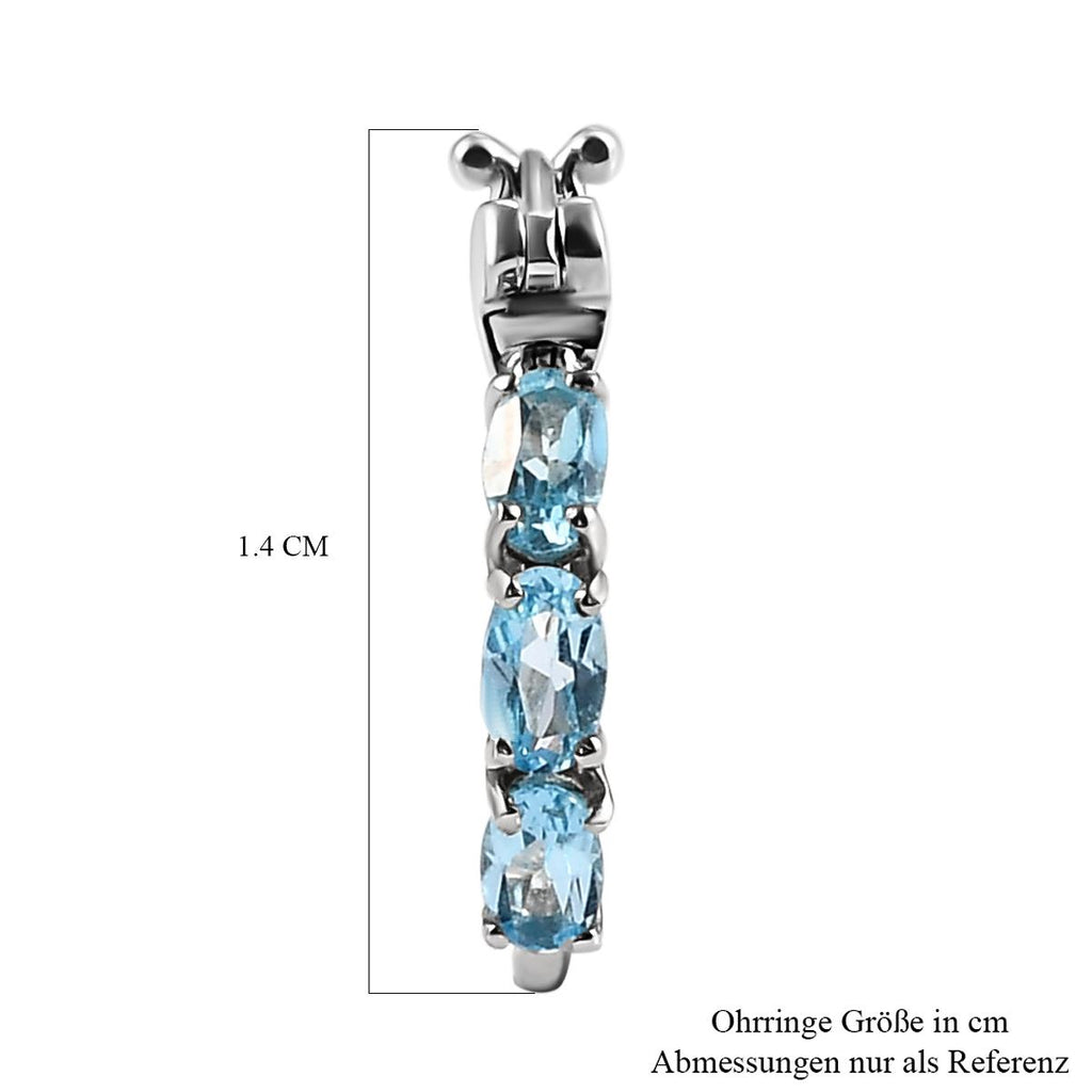 Schweizer Blautopas-Creolen, 925 Silber platiniert ca. 1,61 ct