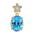 Schweizer Blautopas und weißer Zirkon-Anhänger, 925 Silber vergoldet ca. 4,57 ct