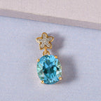 Schweizer Blautopas und weißer Zirkon-Anhänger, 925 Silber vergoldet ca. 4,57 ct