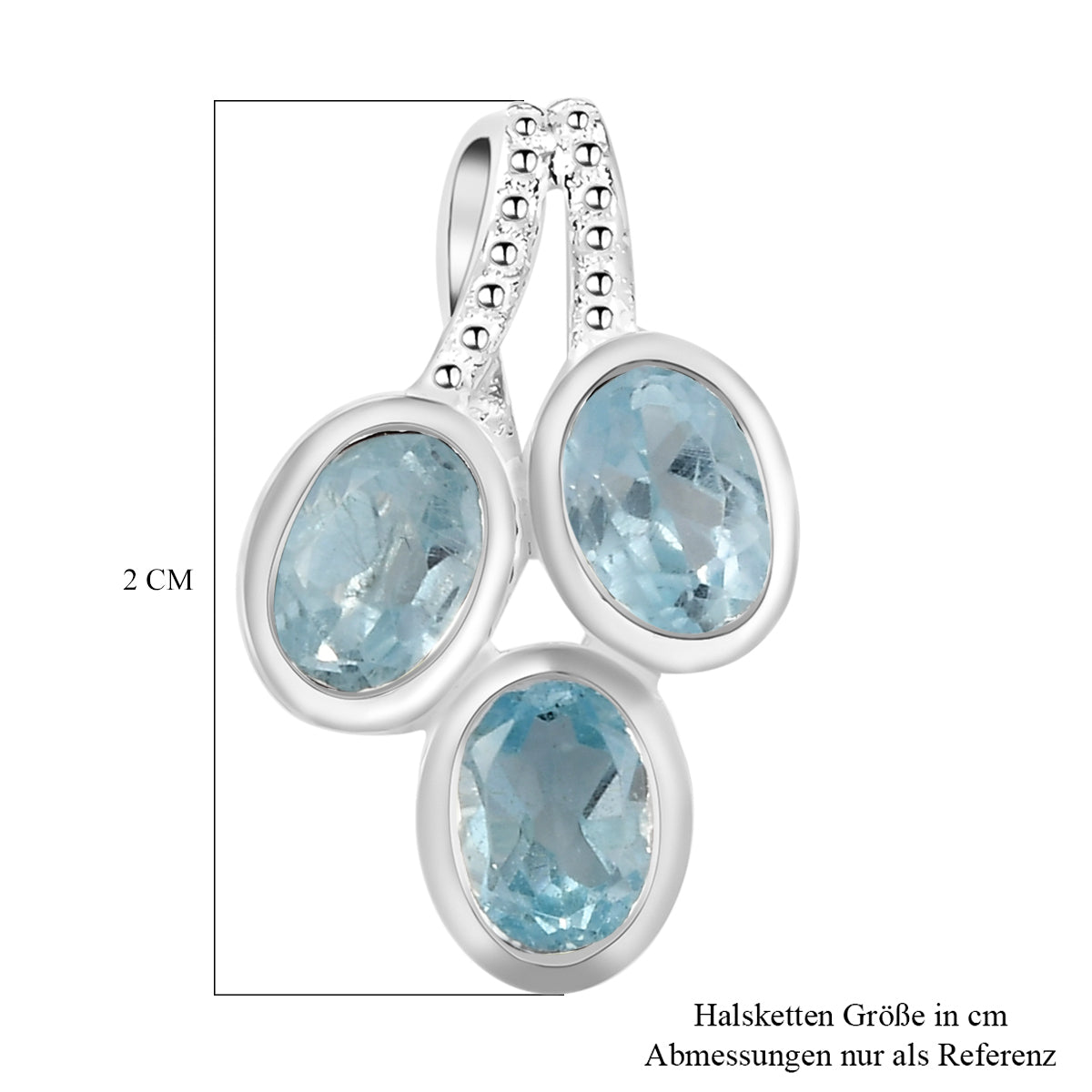 Himmelblauer Topas-Anhänger, 925 Silber ca. 1,82 ct
