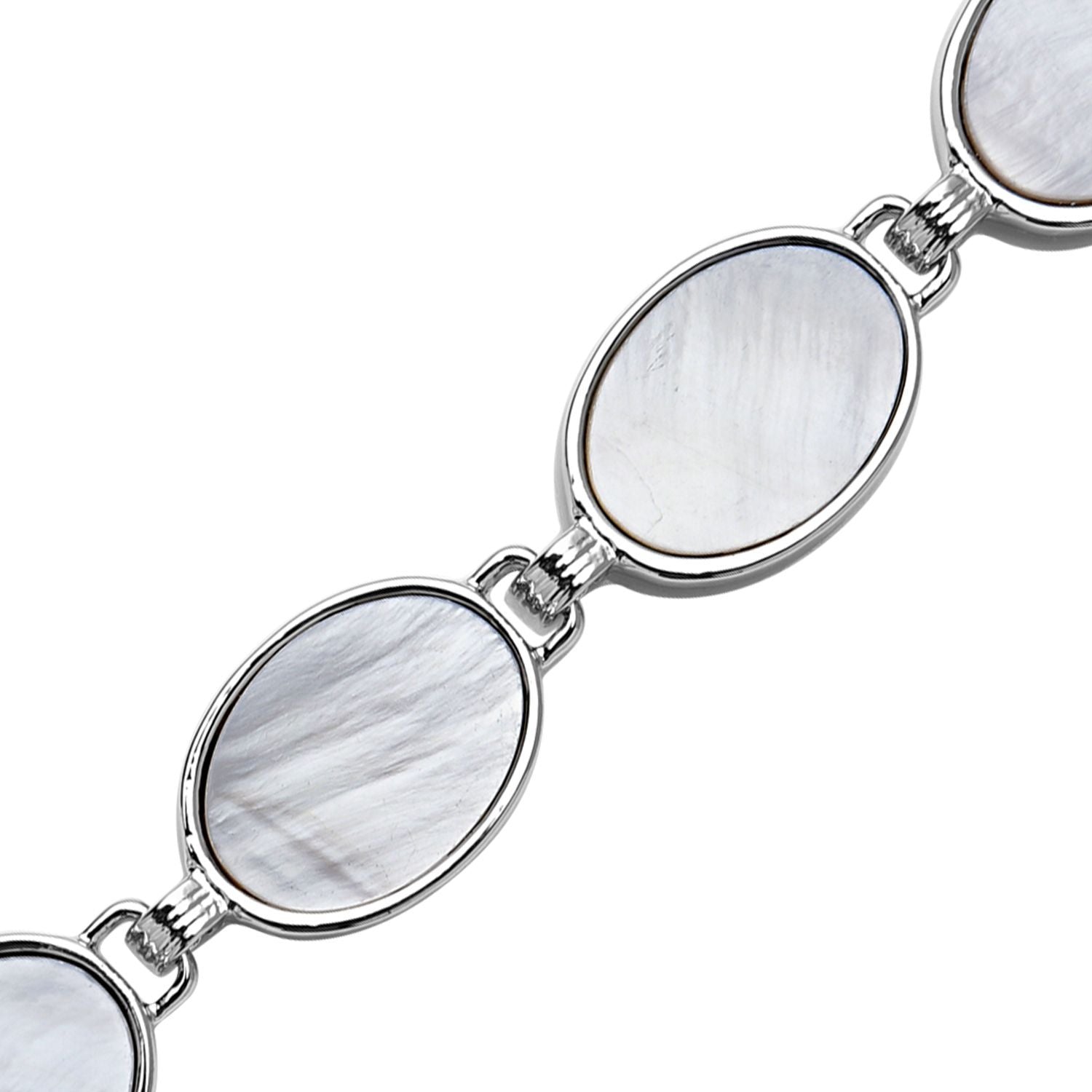 Weißes Muschelkernperlen-Armband, ca. 20 cm, silberfarben