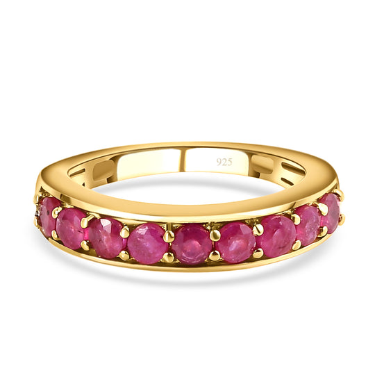 Afrikanischer Rubin (Fissure gefüllt)-Ring, 925 Silber vergoldet ca. 1,16 ct