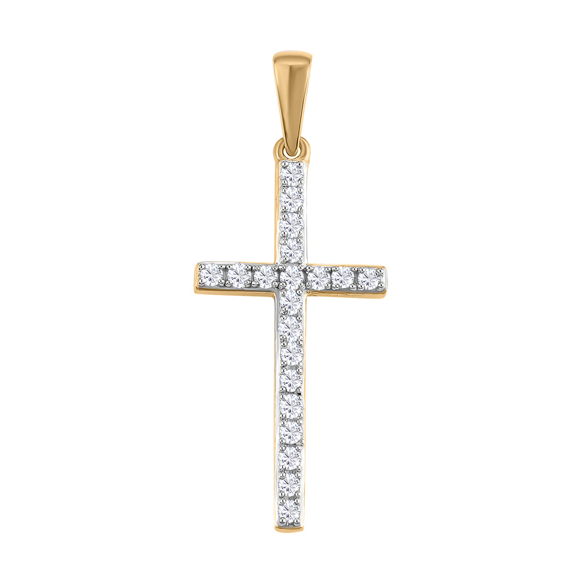 Diamant-Kreuz-Anhänger, 925 Silber vergoldet ca. 0.33 ct
