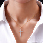 Diamant-Kreuz-Anhänger, 925 Silber vergoldet ca. 0.33 ct