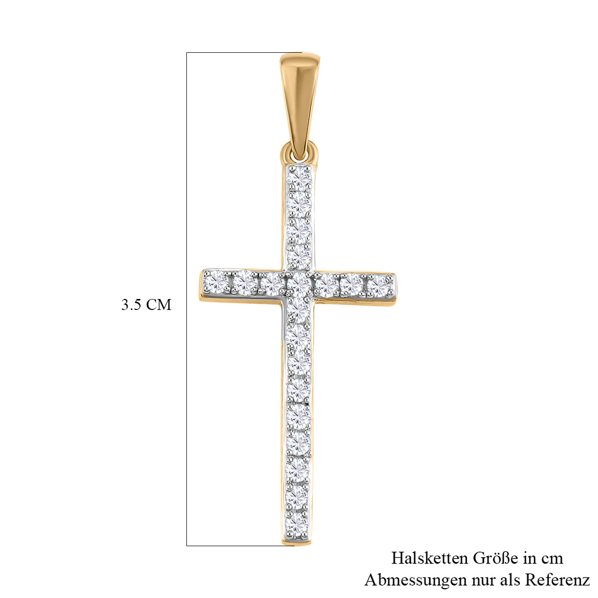 Diamant-Kreuz-Anhänger, 925 Silber vergoldet ca. 0.33 ct
