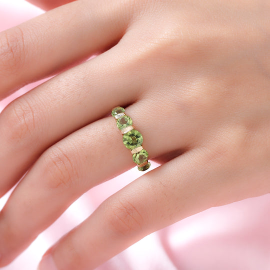 Natürlicher Peridot-Ring, 925 Silber vergoldet (Größe 19.00) ca. 2.59 ct
