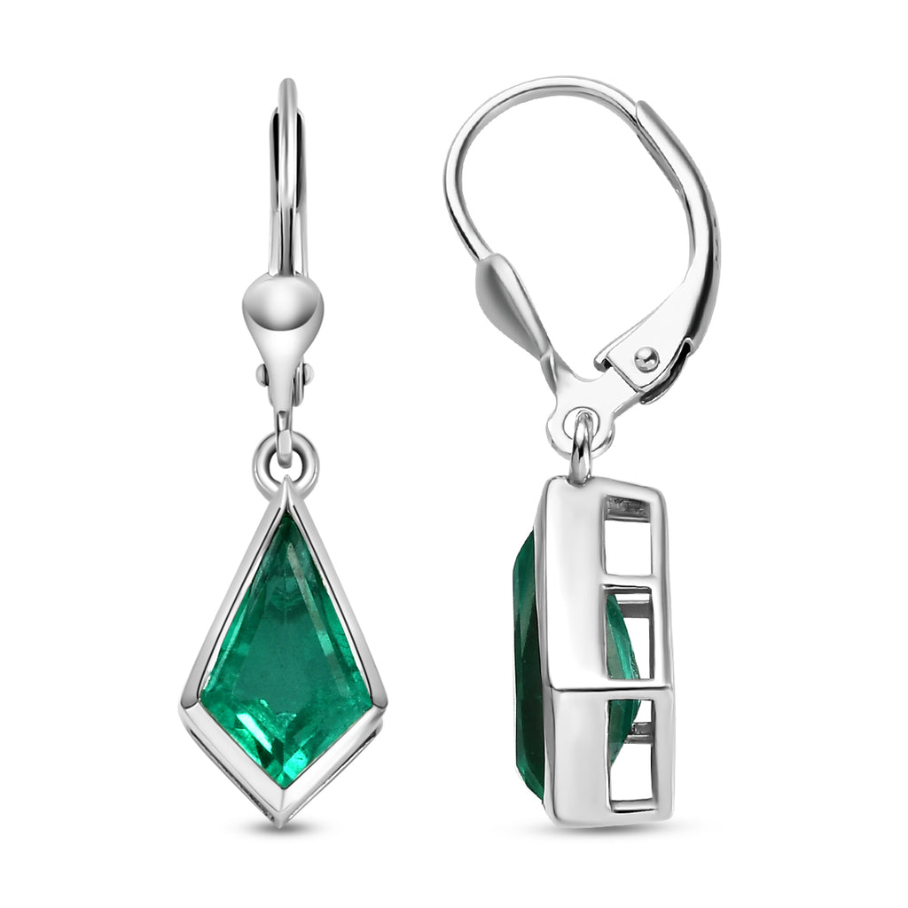 Smaragd-Triplett-Quarz-Ohrringe, fancy, 925 Silber platiniert ca. 4,09 ct