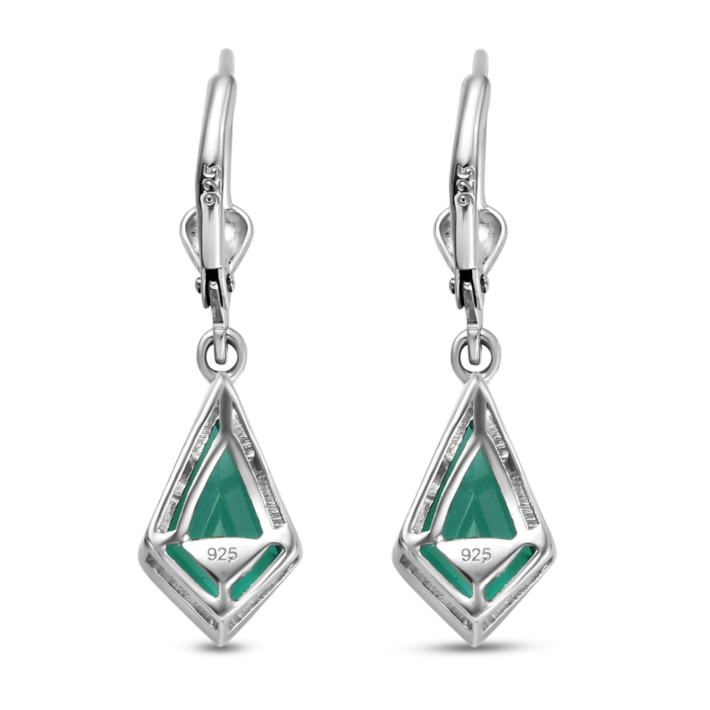 Smaragd-Triplett-Quarz-Ohrringe, fancy, 925 Silber platiniert ca. 4,09 ct
