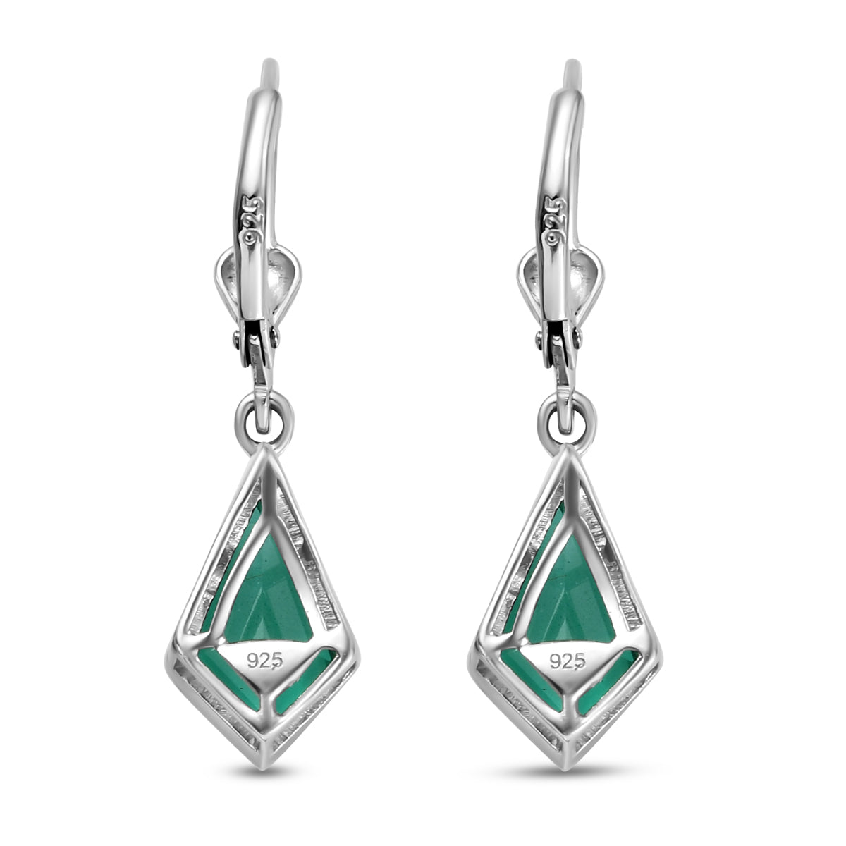 Smaragd-Triplett-Quarz-Ohrringe, fancy, 925 Silber platiniert ca. 4,09 ct