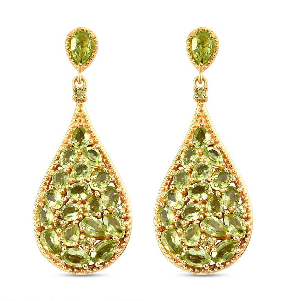 Natürliche Peridot-Ohrringe, 925 Silber vergoldet ca. 8,04 ct
