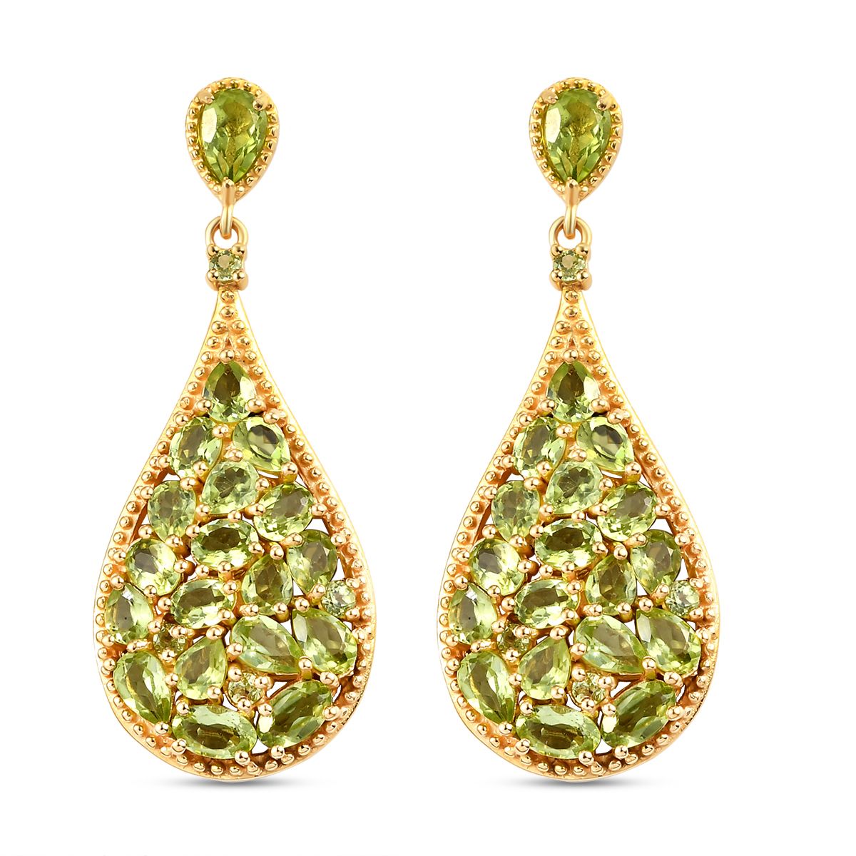 Natürliche Peridot-Ohrringe, 925 Silber vergoldet ca. 8,04 ct