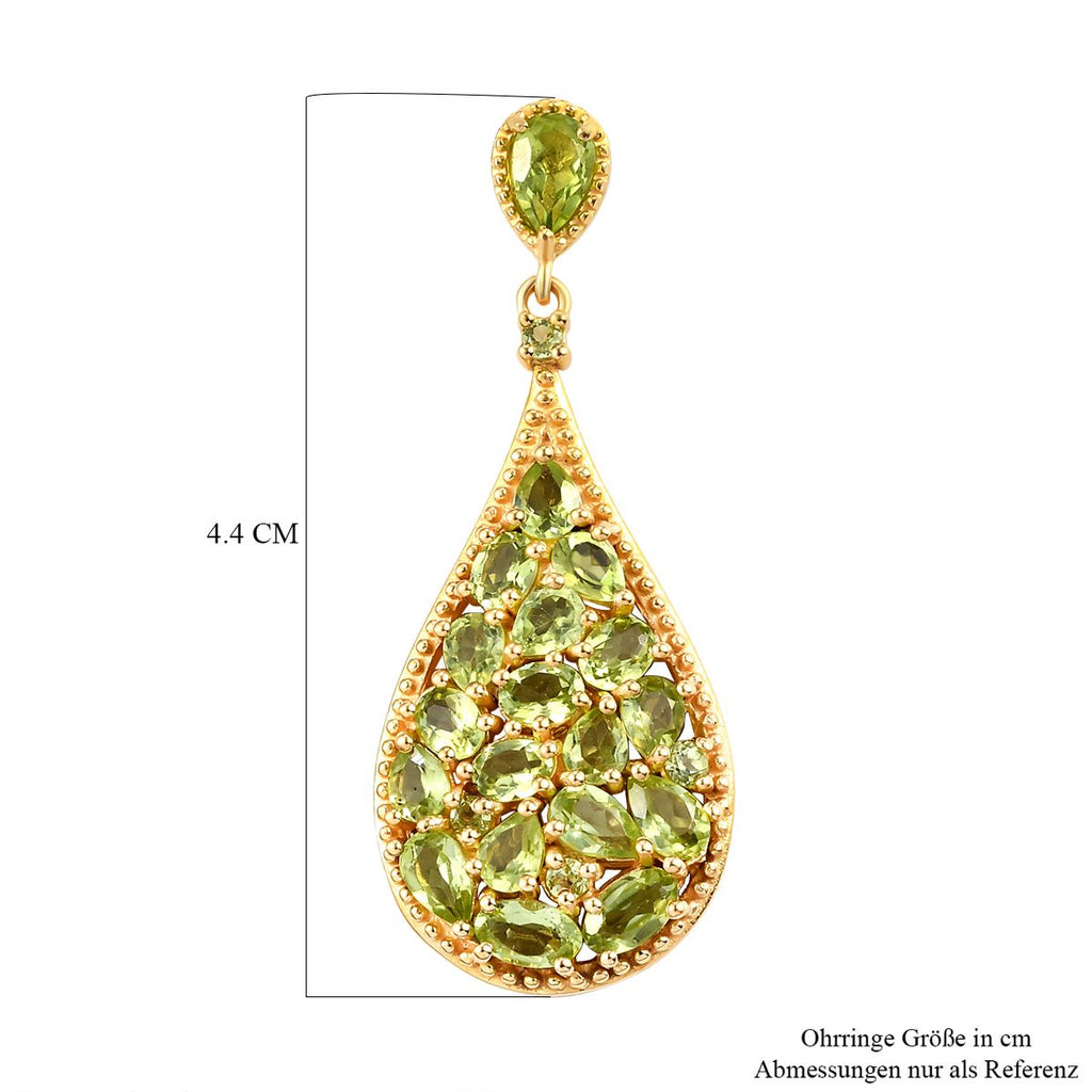 Natürliche Peridot-Ohrringe, 925 Silber vergoldet ca. 8,04 ct