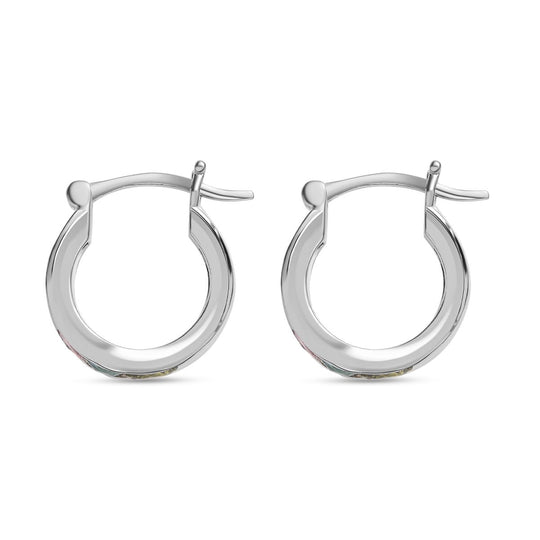 Natürliche mehrfach-Turmalin Creolen, 925 Silber platiniert, ca. 1.19 ct
