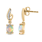 Natürliche, äthiopische Opal und weiße Zirkon-Ohrringe, 925 Silber vergoldet ca. 1,34 ct
