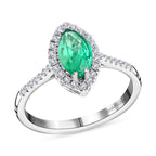 Rhapsody AAAA Kolumbianischer Smaragd, Weißer Diamant Ringe 950 Platin (Größe 17.00) ca. 1.10 ct