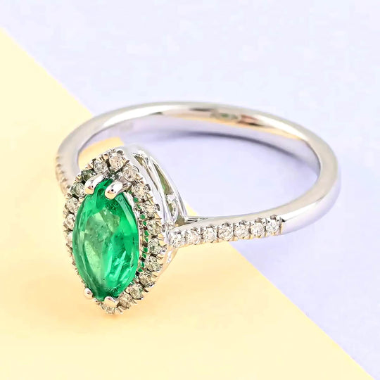 Rhapsody AAAA Kolumbianischer Smaragd, Weißer Diamant Ringe 950 Platin (Größe 17.00) ca. 1.10 ct