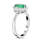 Rhapsody AAAA Kolumbianischer Smaragd, Weißer Diamant Ringe 950 Platin (Größe 17.00) ca. 1.10 ct