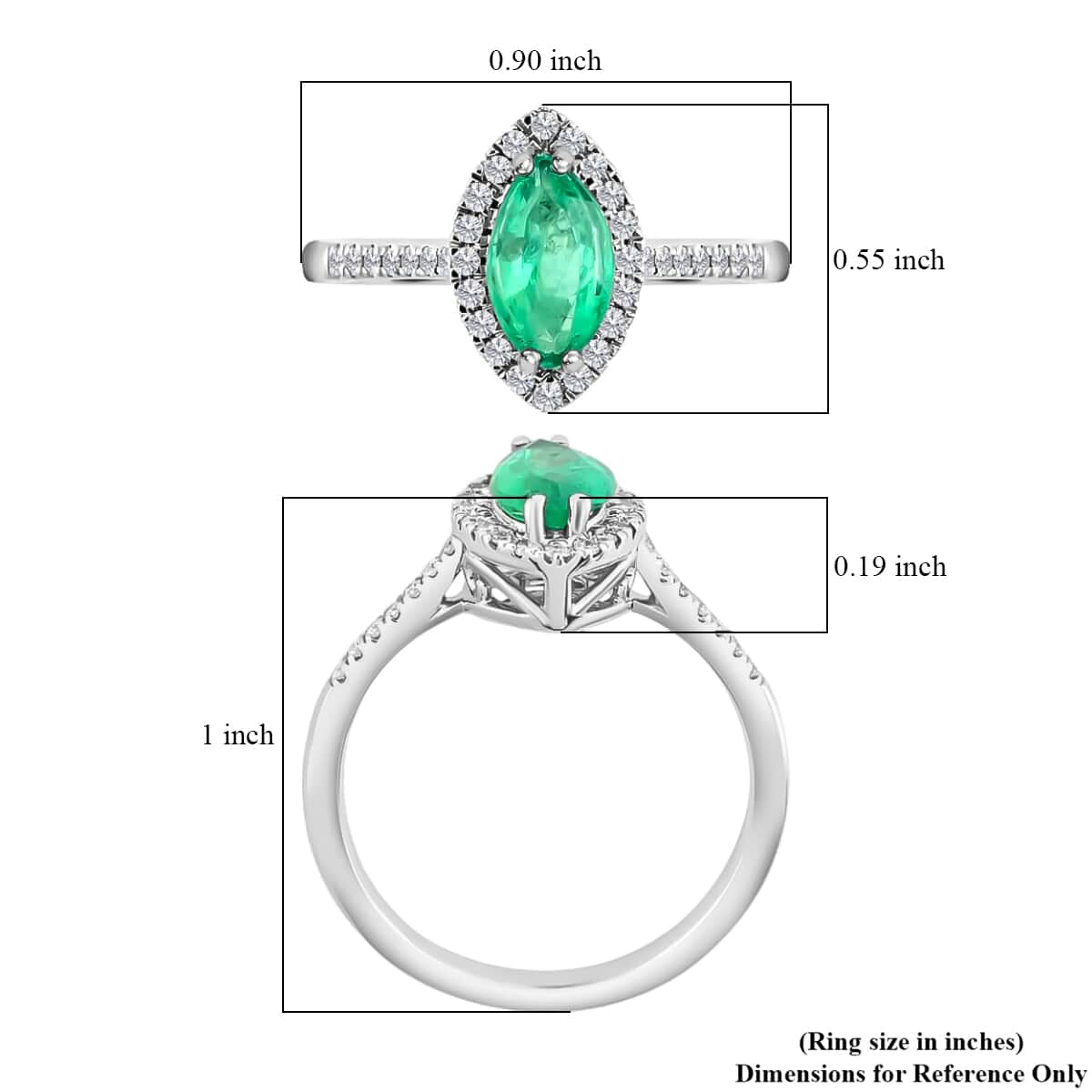 Rhapsody AAAA Kolumbianischer Smaragd, Weißer Diamant Ringe 950 Platin (Größe 17.00) ca. 1.10 ct