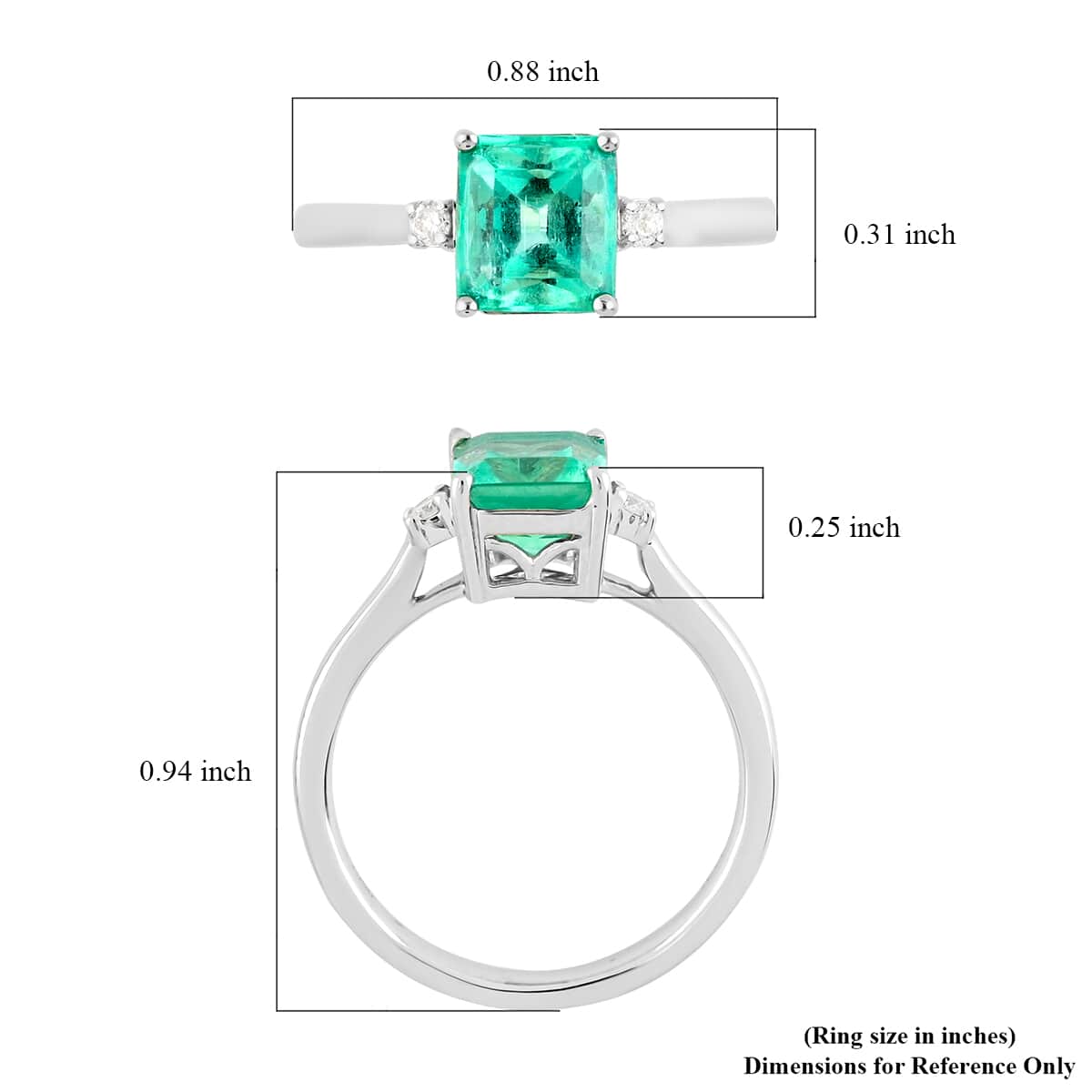 Rhapsody AAAA Kolumbianischer Smaragd, Weißer Diamant Ring 950 Platin (Größe 17.00) ca. 1.67 ct