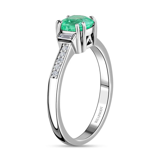 Rhapsody AAAA Kolumbianischer Smaragd, Weißer Diamant Ring 950 Platin (Größe 16.50) ca. 2,10 ct