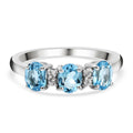 Schweizer Blautopas und weißer Zirkon-Ring, 925 Silber platiniert (Größe 16.00) ca. 1,33 ct