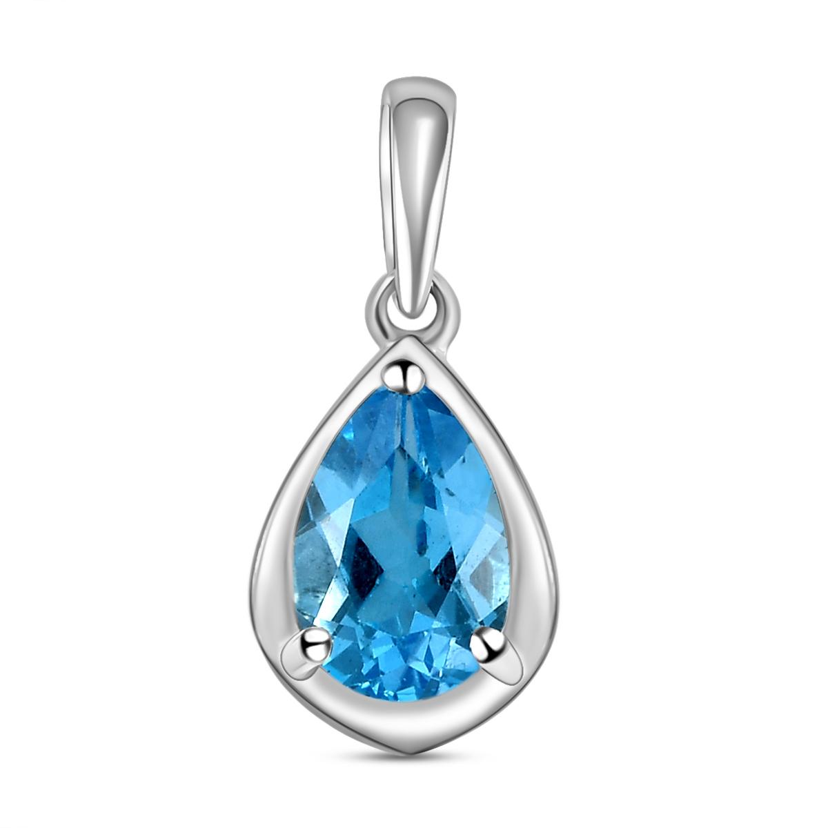 Schweizer Blautopas-Anhänger, 925 Silber platiniert ca. 1,61 ct