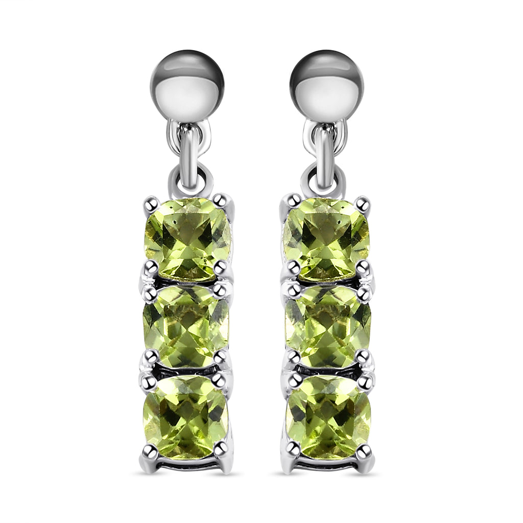Natürliche Peridot-Ohrringe, 925 Silber platiniert ca. 1,05 ct