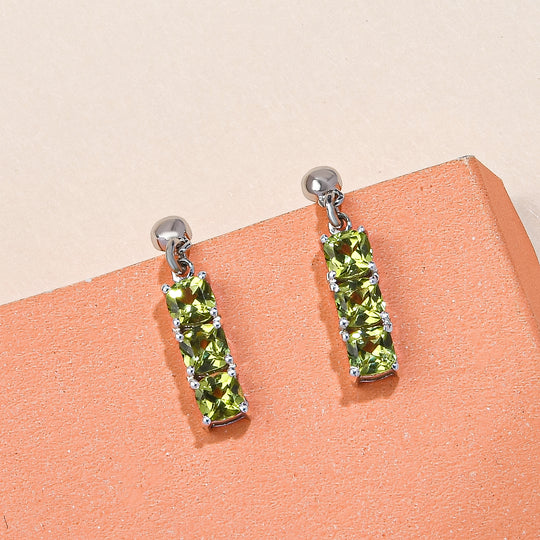 Natürliche Peridot-Ohrringe, 925 Silber platiniert ca. 1,05 ct
