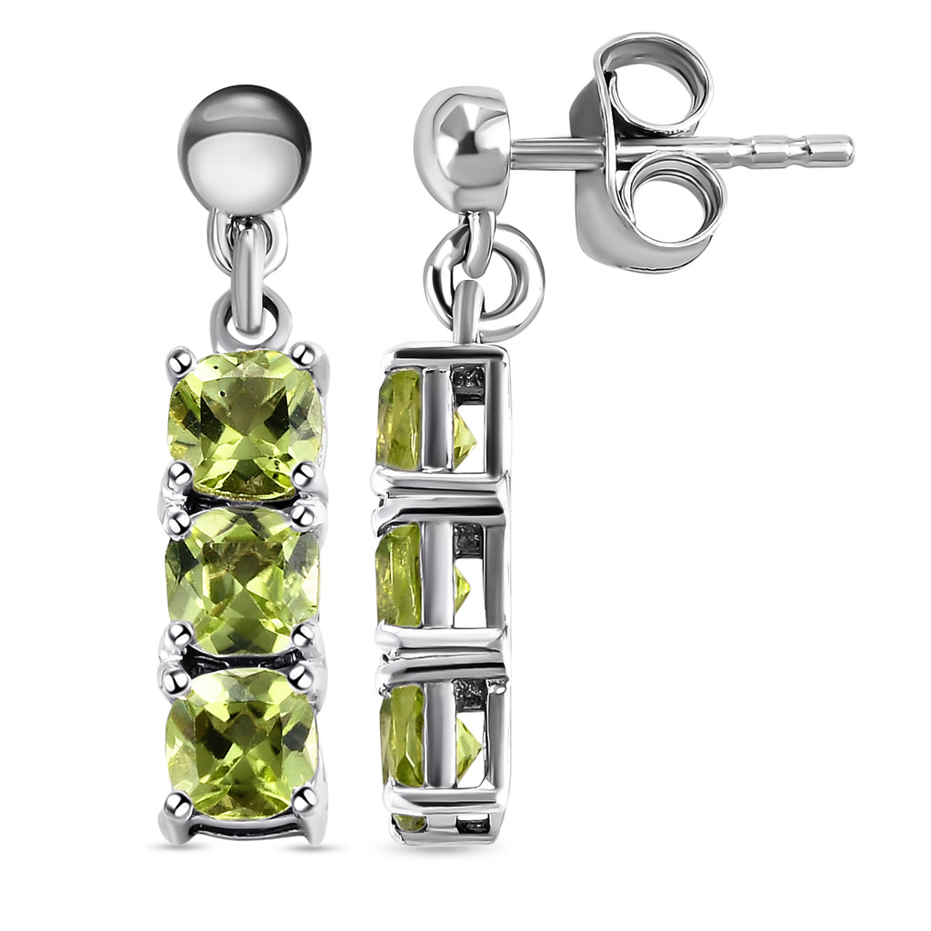Natürliche Peridot-Ohrringe, 925 Silber platiniert ca. 1,05 ct