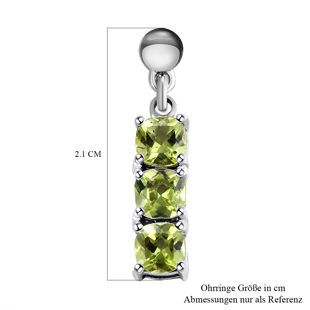 Natürliche Peridot-Ohrringe, 925 Silber platiniert ca. 1,05 ct