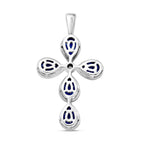 Ceylon Farbe Quarz und weißer Zirkon-Anhänger, 925 Silber platiniert ca. 4,01 ct