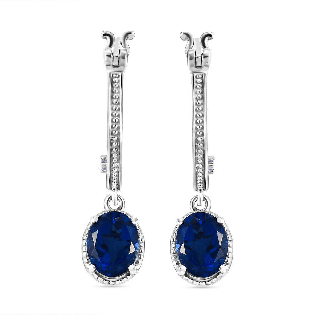 Ceylon Farbe Quarz und Tansanit-Ohrringe, 925 Silber platiniert ca. 4,26 ct