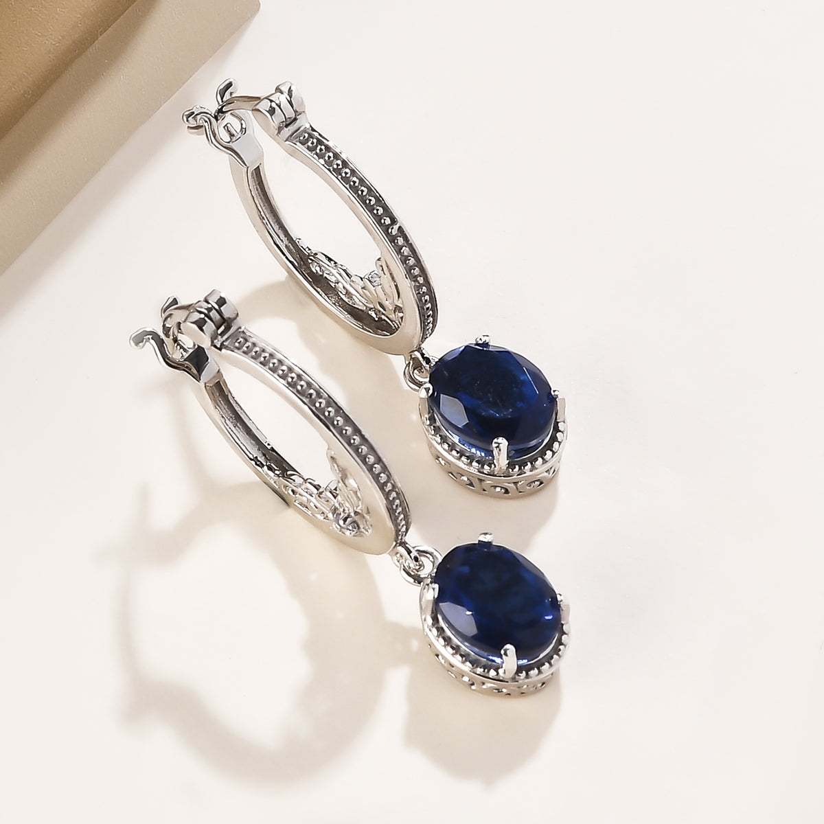 Ceylon Farbe Quarz und Tansanit-Ohrringe, 925 Silber platiniert ca. 4,26 ct