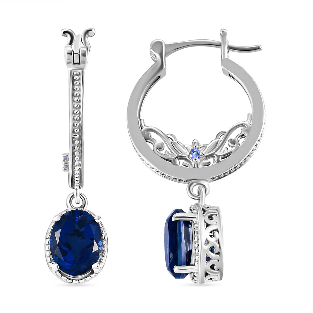Ceylon Farbe Quarz und Tansanit-Ohrringe, 925 Silber platiniert ca. 4,26 ct