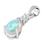 Natürlicher, äthiopischer Opal und weißer Zirkon-Anhänger, 925 Silber platiniert ca. 0,95 ct