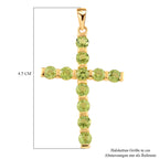 Natürlicher Peridot Kreuz-Anhänger, 925 Silber vergoldet ca. 3,64 ct