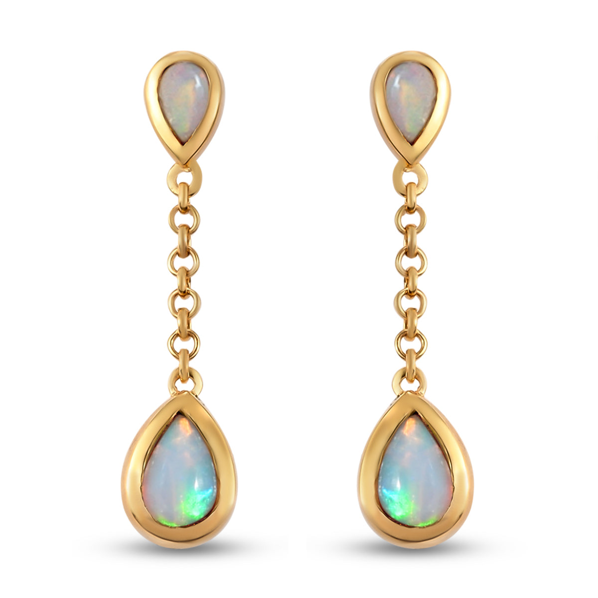 Natürliche, äthiopische Opal-Ohrringe, 925 Silber vergoldet ca. 1,31 ct