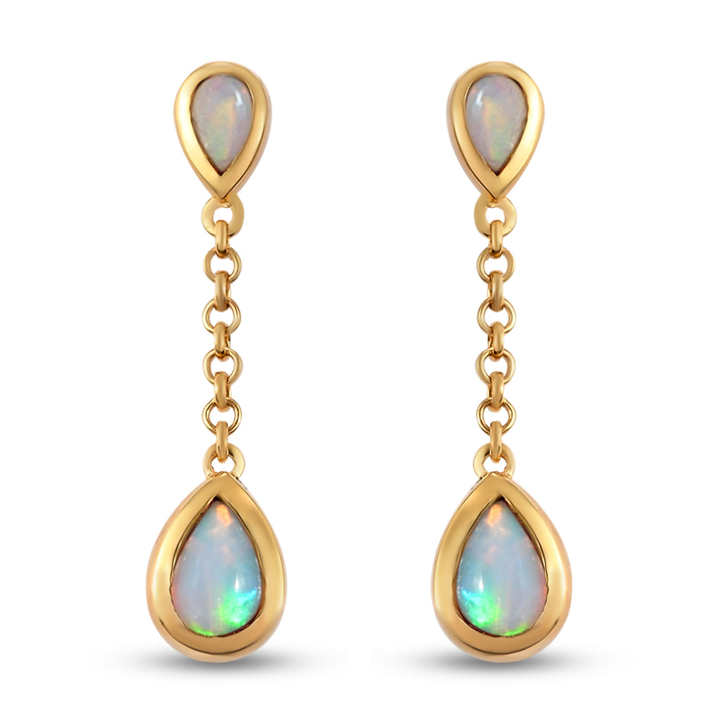 Natürliche, äthiopische Opal-Ohrringe, 925 Silber vergoldet ca. 1,31 ct