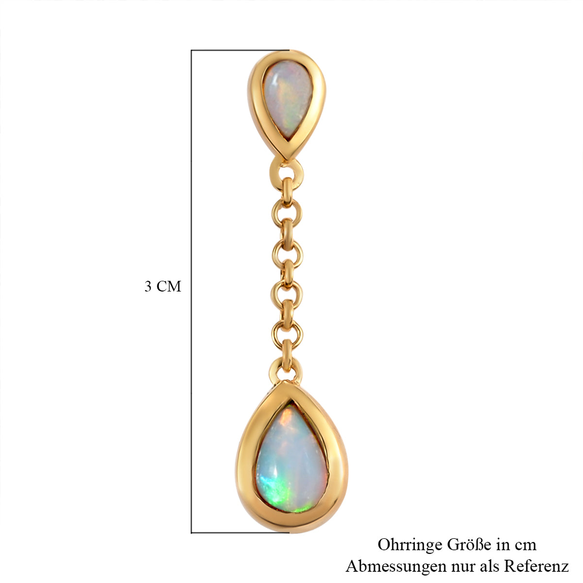 Natürliche, äthiopische Opal-Ohrringe, 925 Silber vergoldet ca. 1,31 ct