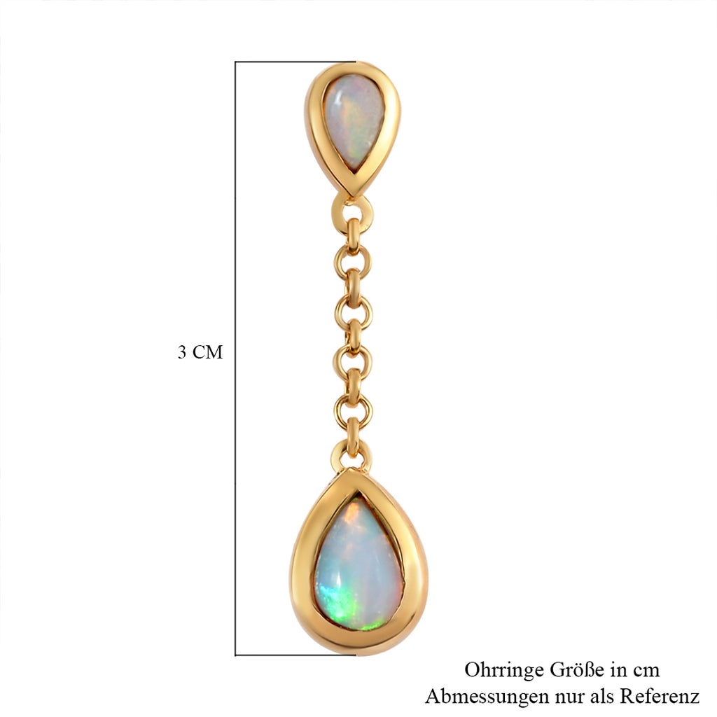 Natürliche, äthiopische Opal-Ohrringe, 925 Silber vergoldet ca. 1,31 ct