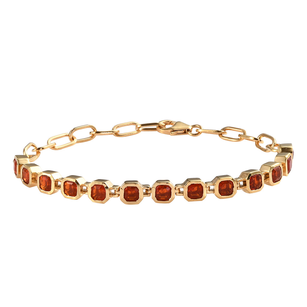Mexikanischer Kirschfeuer-Opal Armband ca. 19 cm 925 Silber vergoldet ca. 3,16 ct