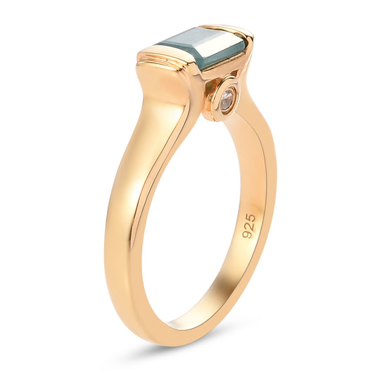 Grandidierit und Zirkon Solitär Ring 925 Silber vergoldet (Größe 16.00) ca. 1,09 ct