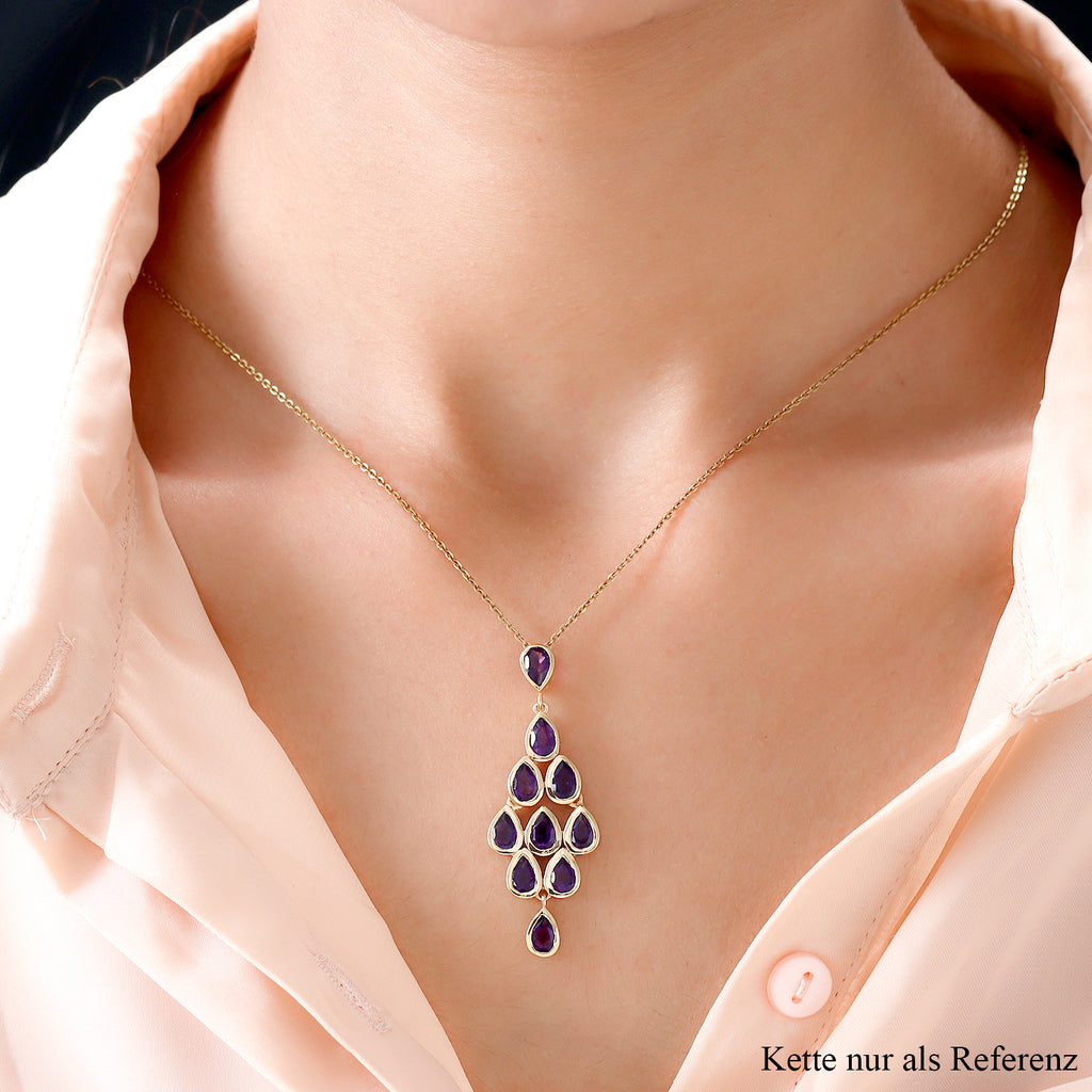 Lusaka Amethyst Anhänger, 925 Silber vergoldet ca. 3,84 ct