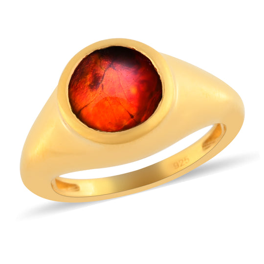 Ammolit Ring 925 Silber Gelbgold Vermeil (Größe 17.00) ca. 2.04 ct