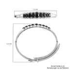 Schwarzer Turmalin-Armreif, 19 cm, Edelstahl ca. 6.11 ct