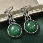 Grüne Aventurin-Ohrringe, Edelstahl ca. 10,50 ct