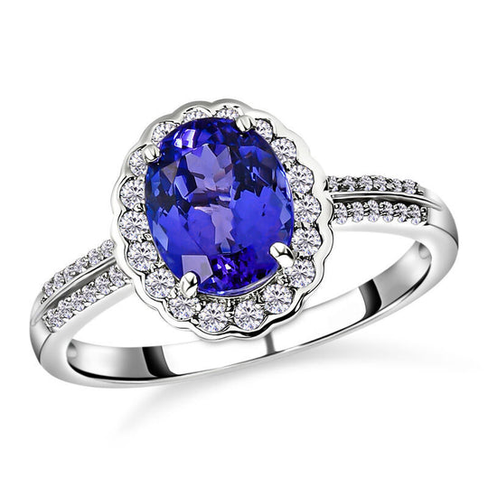RHAPSODY AAAA Tansanit und Diamant-Ring, VS2 E-F, 950 Platin (Größe 21.00) ca. 3.31 ct